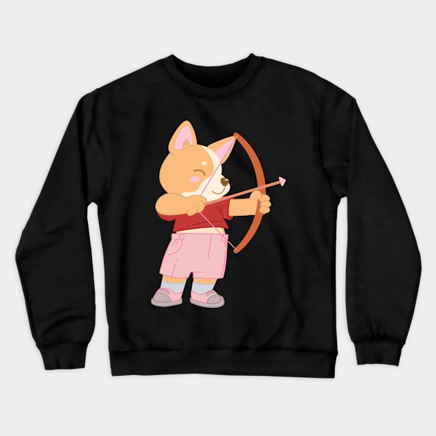 Archery Cute Puppy Dog Player - Girl Kids gift design Crewneck Sweatshirt by theodoros20